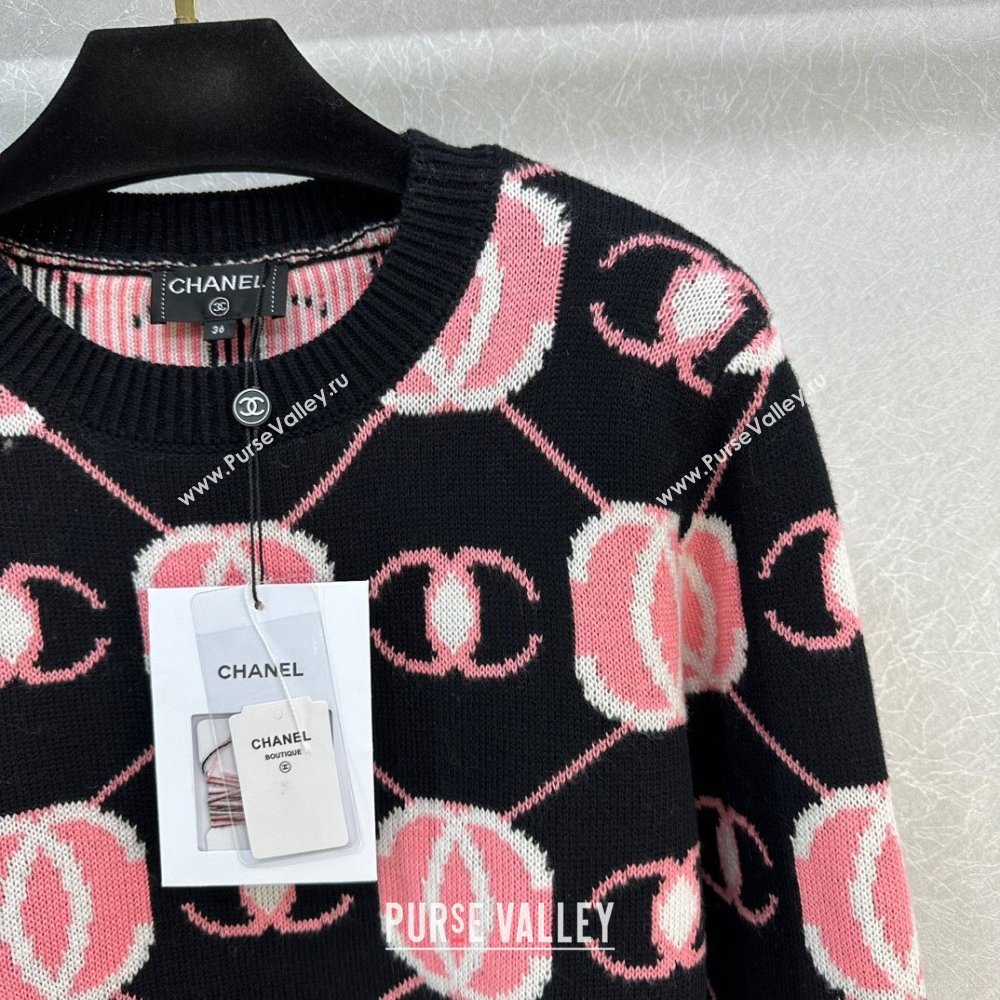 Chanel Wool Sweater CH111023 Black/Pink 2023 (Q-23111023)