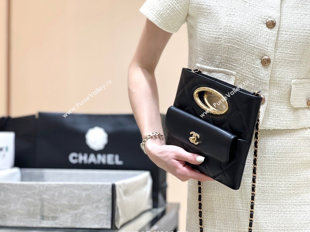 Chanel Lambskin Clutch with Chain Bag AS5038 Black 2024 Top Quality (SHUNY-24102501)