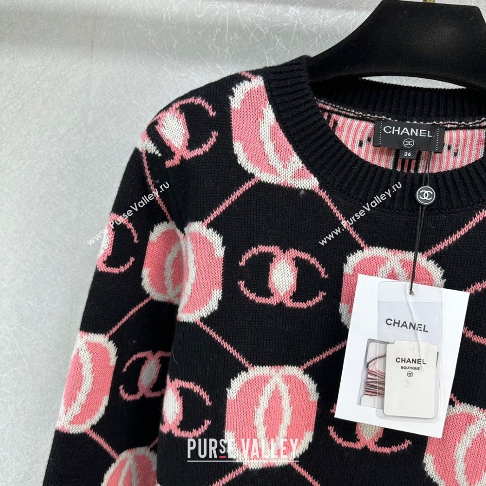 Chanel Wool Sweater CH111023 Black/Pink 2023 (Q-23111023)