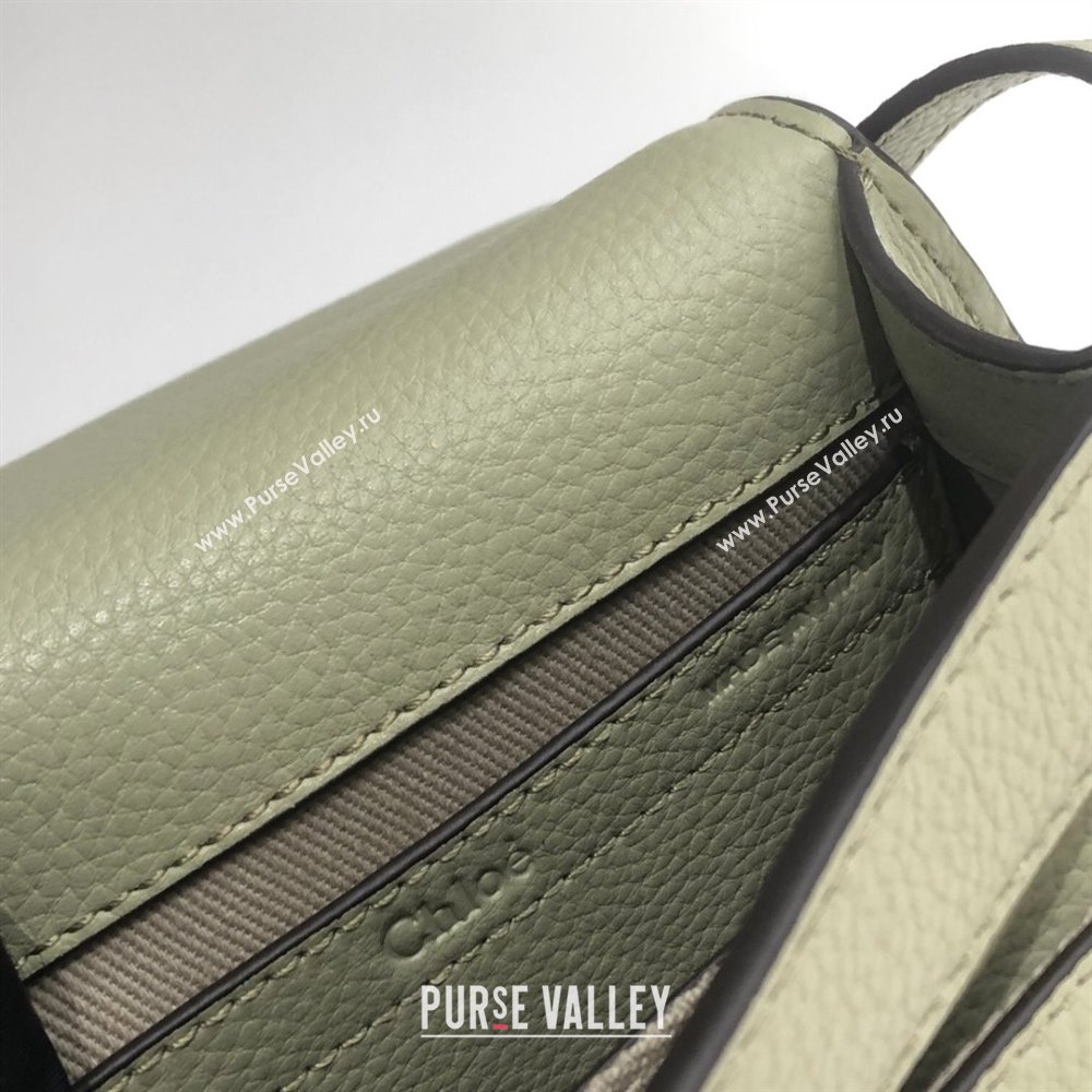 Chloe Small Marcie Saddle Bag in Grained Calfskin Light Green 2024 (DL-24090517)