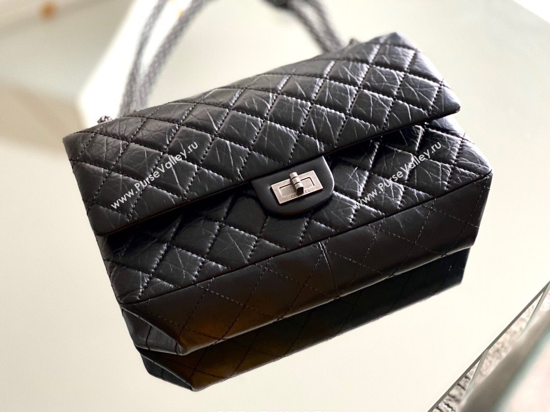 Chanel Large 2.55 Handbag in Aged Calfskin Silver-Tone Metal Black 2024 Top Quality (MHE-24071604)