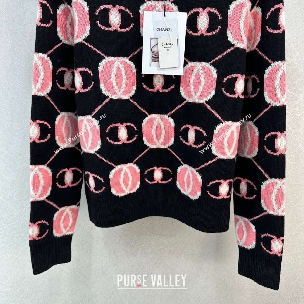 Chanel Wool Sweater CH111023 Black/Pink 2023 (Q-23111023)