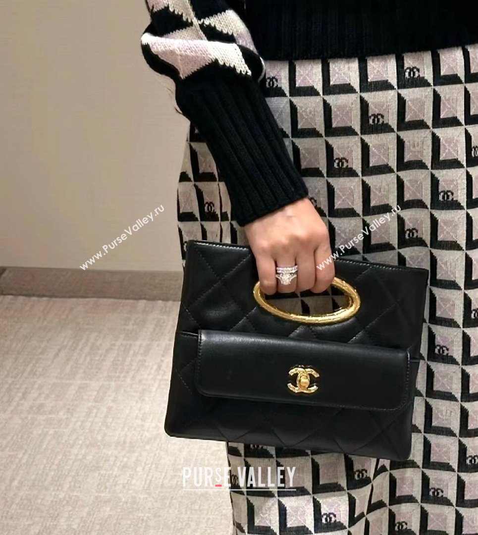 Chanel Lambskin Clutch with Chain Bag AS5038 Black 2024 Top Quality (SHUNY-24102501)