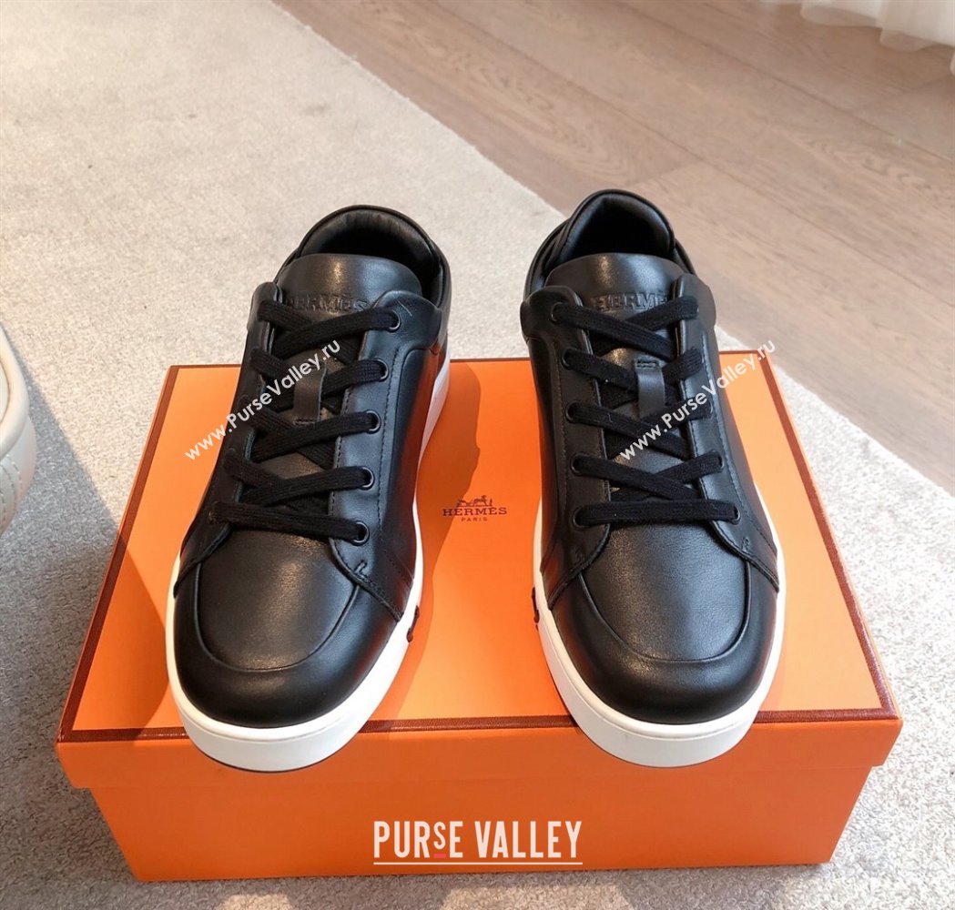 Hermes Kid Sneakers in Calfskin Leather Black 2025 022602 (XC-250226027)