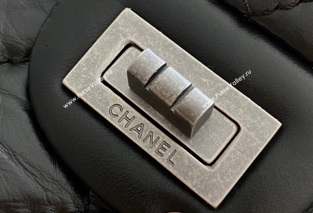 Chanel Large 2.55 Handbag in Aged Calfskin Silver-Tone Metal Black 2024 Top Quality (MHE-24071604)