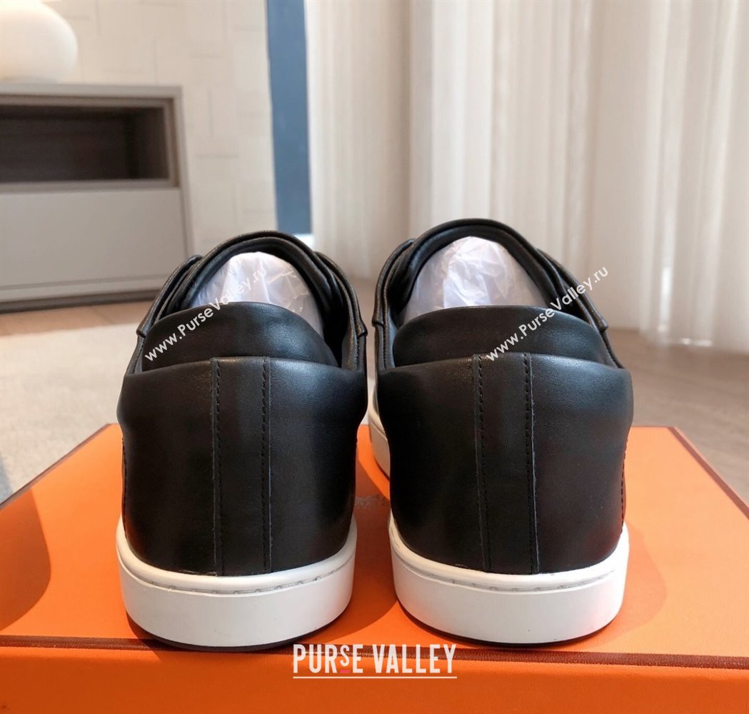 Hermes Kid Sneakers in Calfskin Leather Black 2025 022602 (XC-250226027)