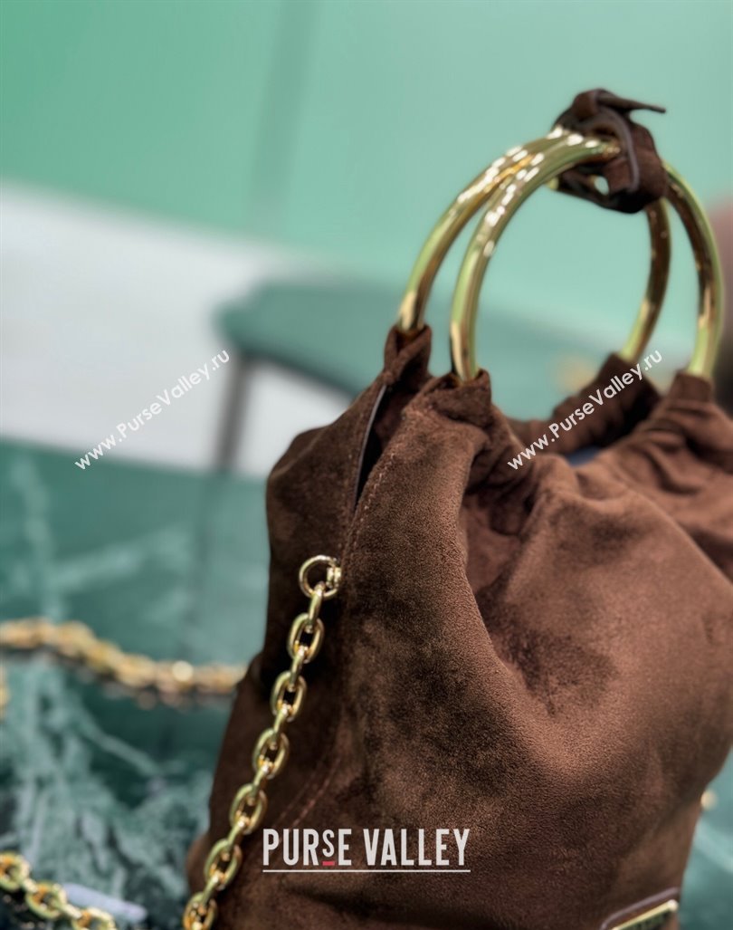 Prada Suede mini bucket bag 1BC227 Cocoa Brown 2024 (YZ-240921058)