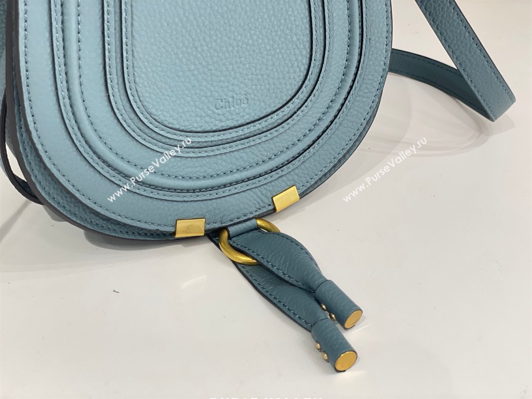 Chloe Small Marcie Saddle Bag in Grained Calfskin Blue 2024 (DL-24090519)