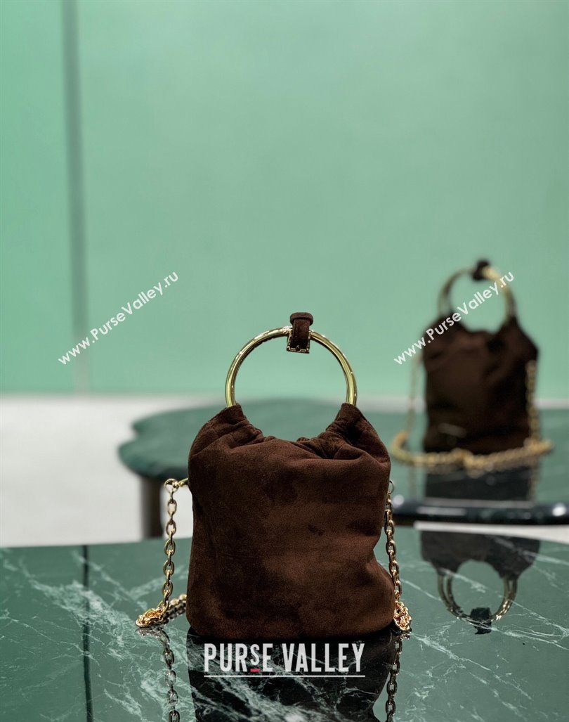 Prada Suede mini bucket bag 1BC227 Cocoa Brown 2024 (YZ-240921058)