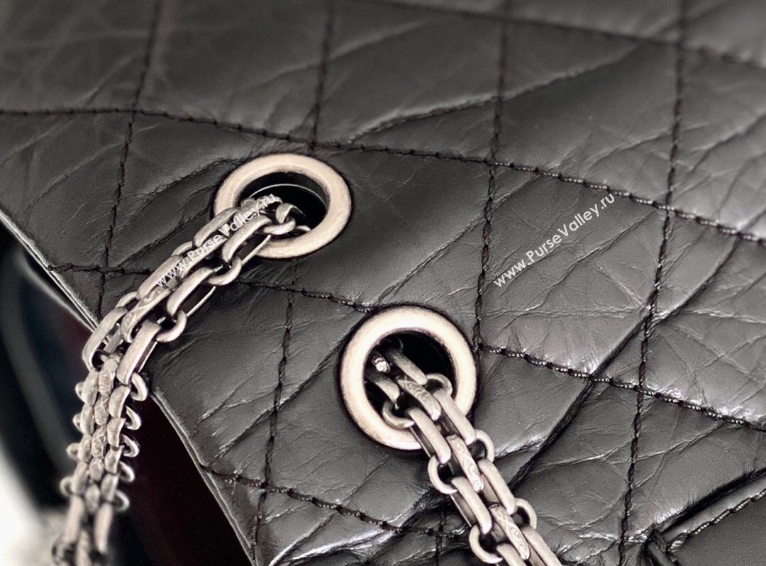 Chanel Large 2.55 Handbag in Aged Calfskin Silver-Tone Metal Black 2024 Top Quality (MHE-24071604)