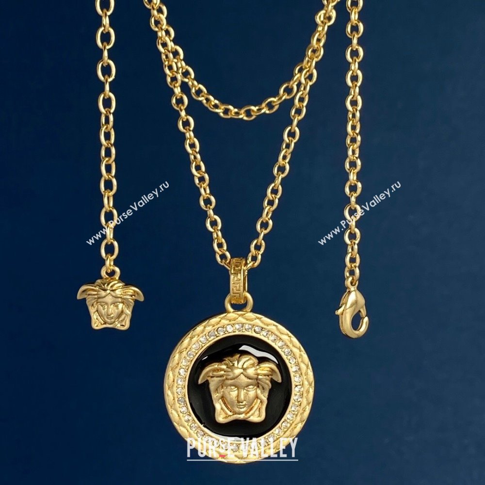 Versace Medusa Necklace V121310 Gold/Black 2023 (LE-23121310)