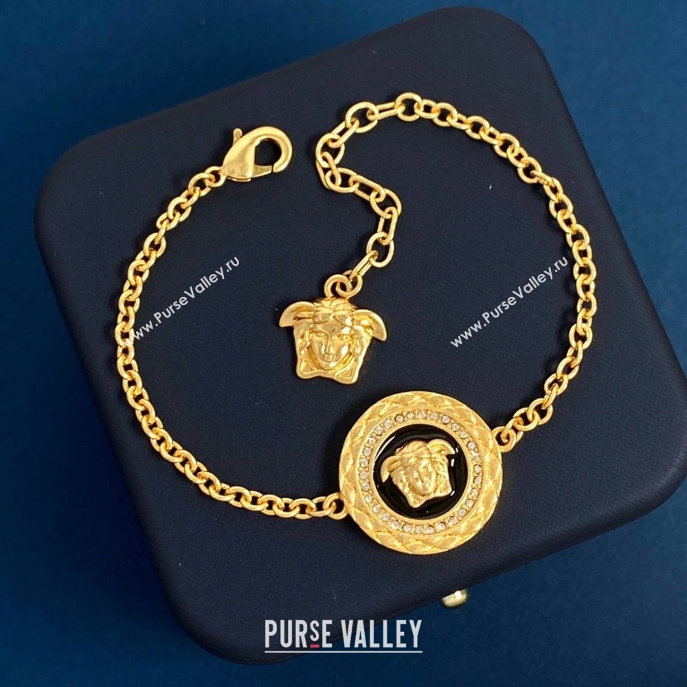 Versace Medusa Necklace V121310 Gold/Black 2023 (LE-23121310)