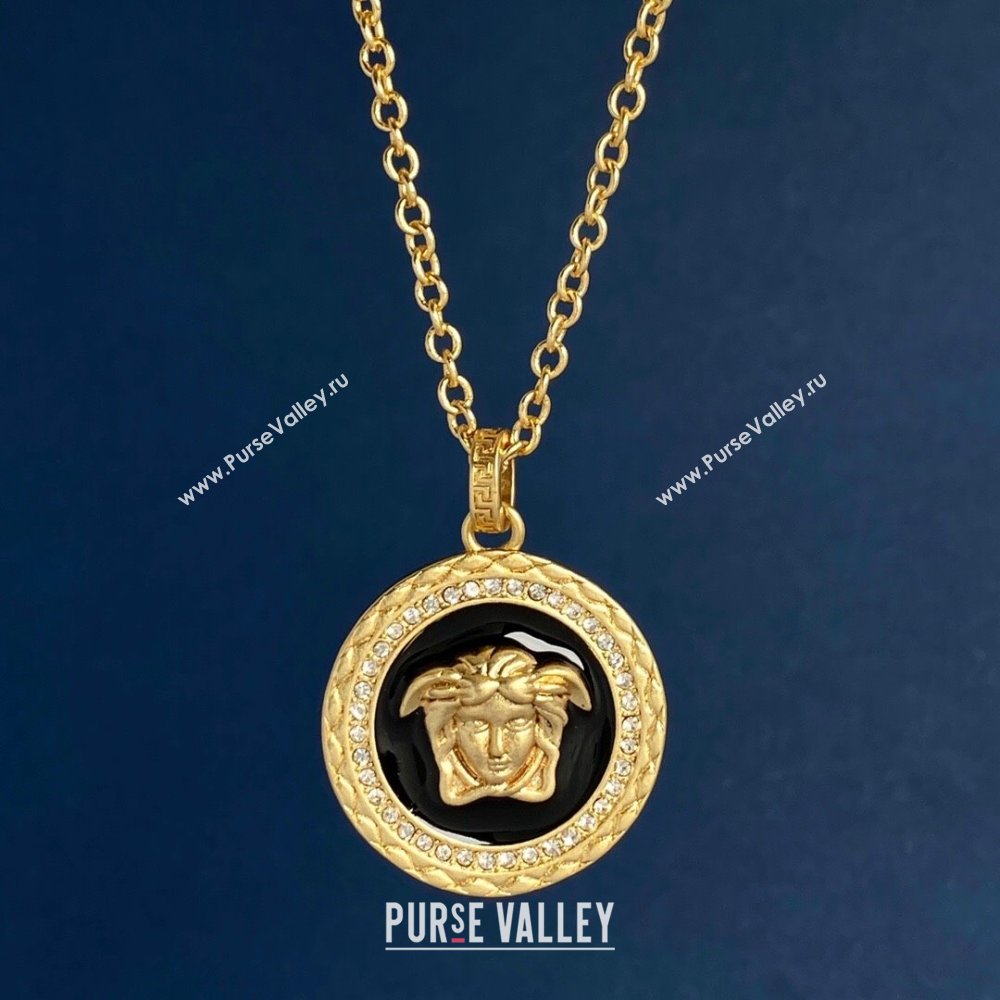 Versace Medusa Necklace V121310 Gold/Black 2023 (LE-23121310)