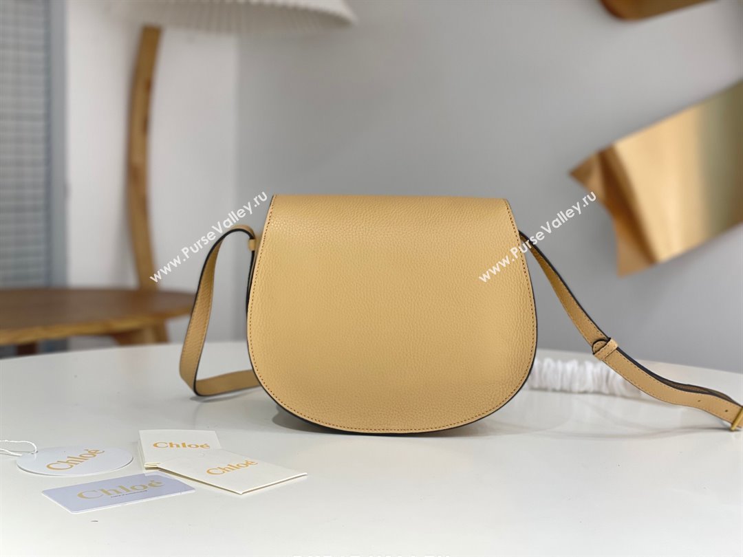 Chloe Marcie Saddle Bag in Grained Calfskin Apricot 2024 (DL-24090520)