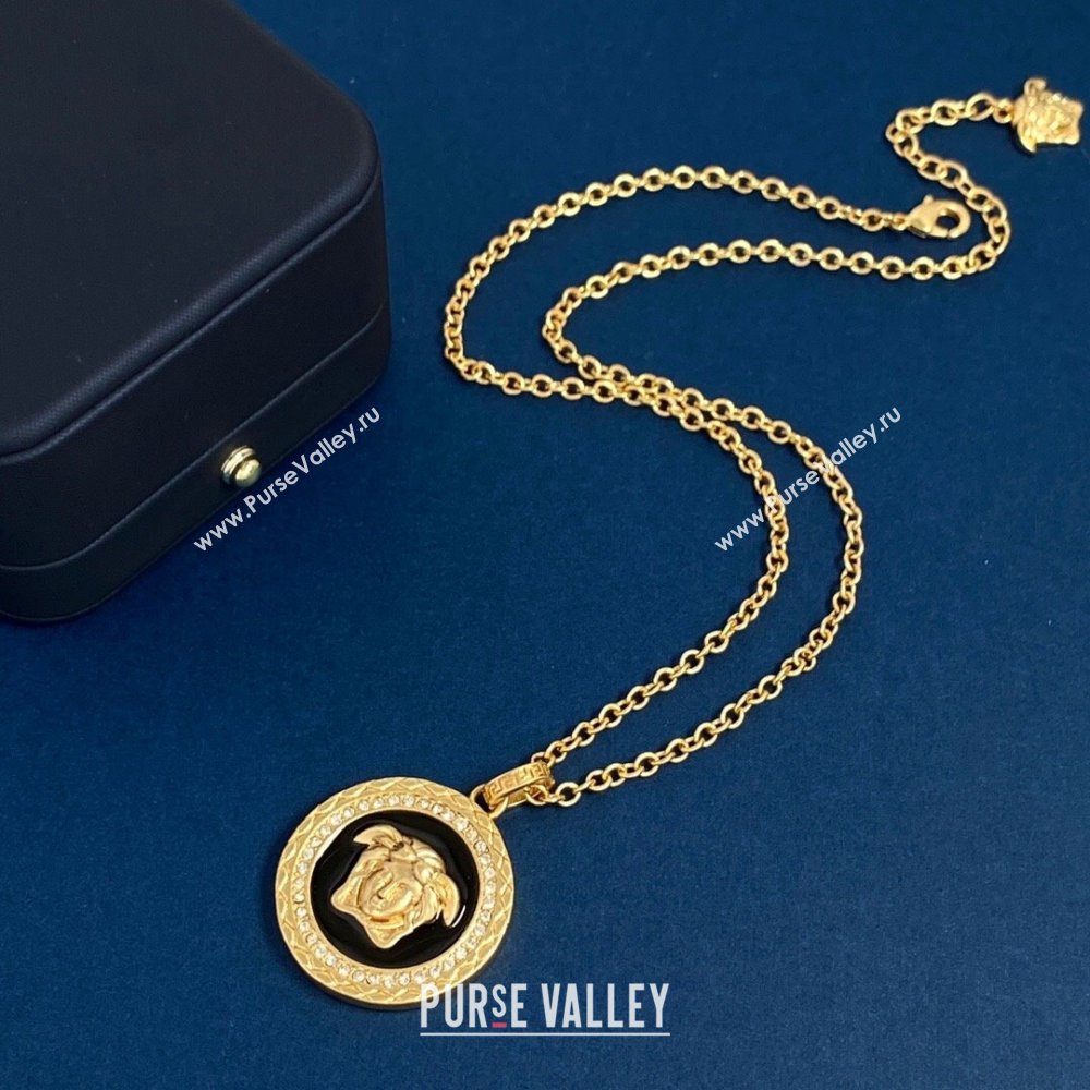 Versace Medusa Necklace V121310 Gold/Black 2023 (LE-23121310)