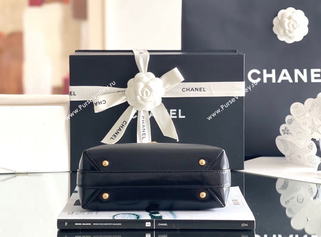 Chanel Mini Bag with Top Handle Bag in Shiny Lambskin Gold-Tone Metal AS4958 Black 2024 Top Quality (MHE-24071609)