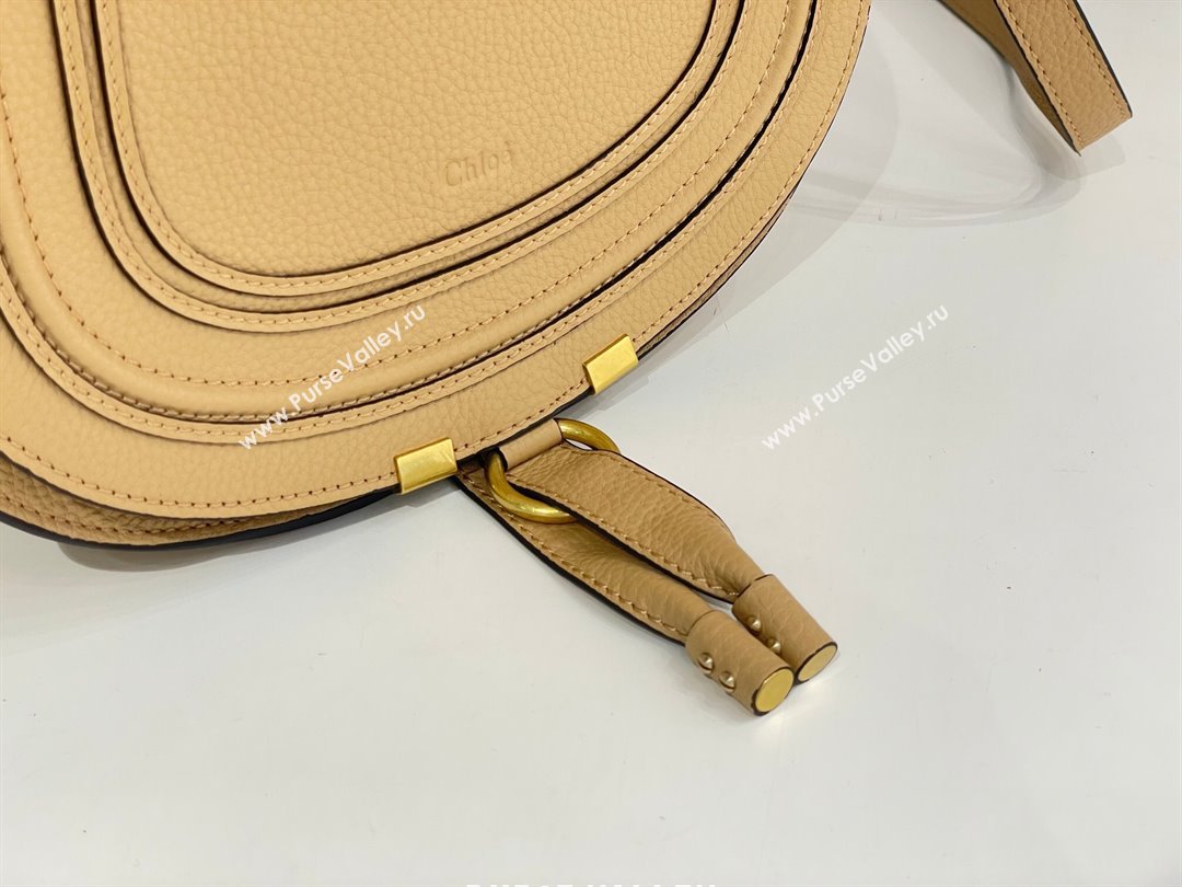 Chloe Marcie Saddle Bag in Grained Calfskin Apricot 2024 (DL-24090520)