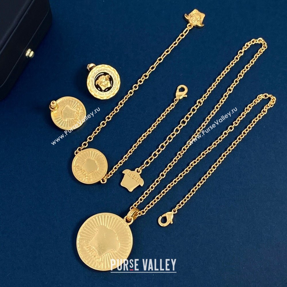 Versace Medusa Necklace V121310 Gold/Black 2023 (LE-23121310)