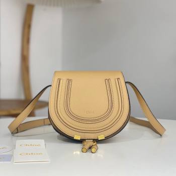 Chloe Small Marcie Saddle Bag in Grained Calfskin Apricot 2024 (DL-24090521)