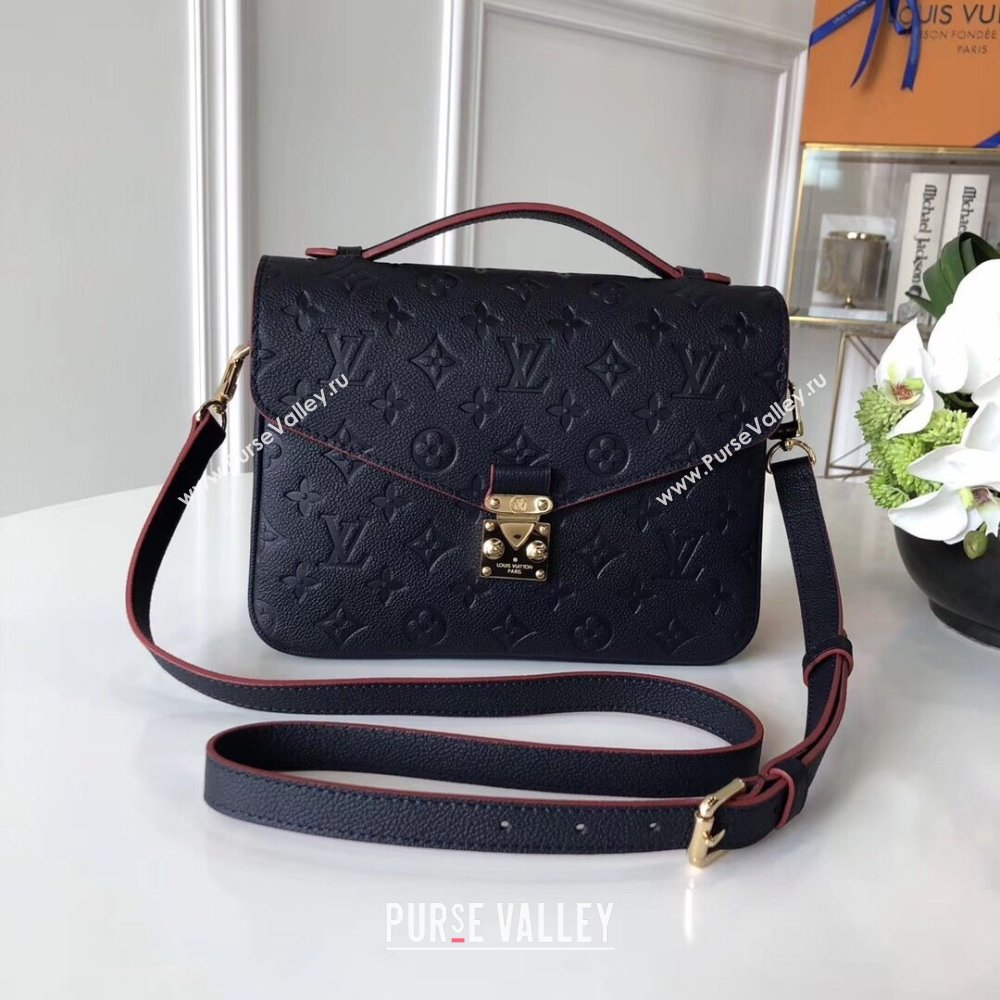 Louis Vuitton Pochette Metis Monogram Embossed Leather Bag M41485 Black/Red 2024 (KI-241105101)