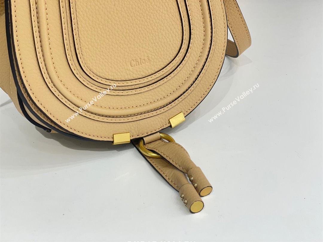 Chloe Small Marcie Saddle Bag in Grained Calfskin Apricot 2024 (DL-24090521)