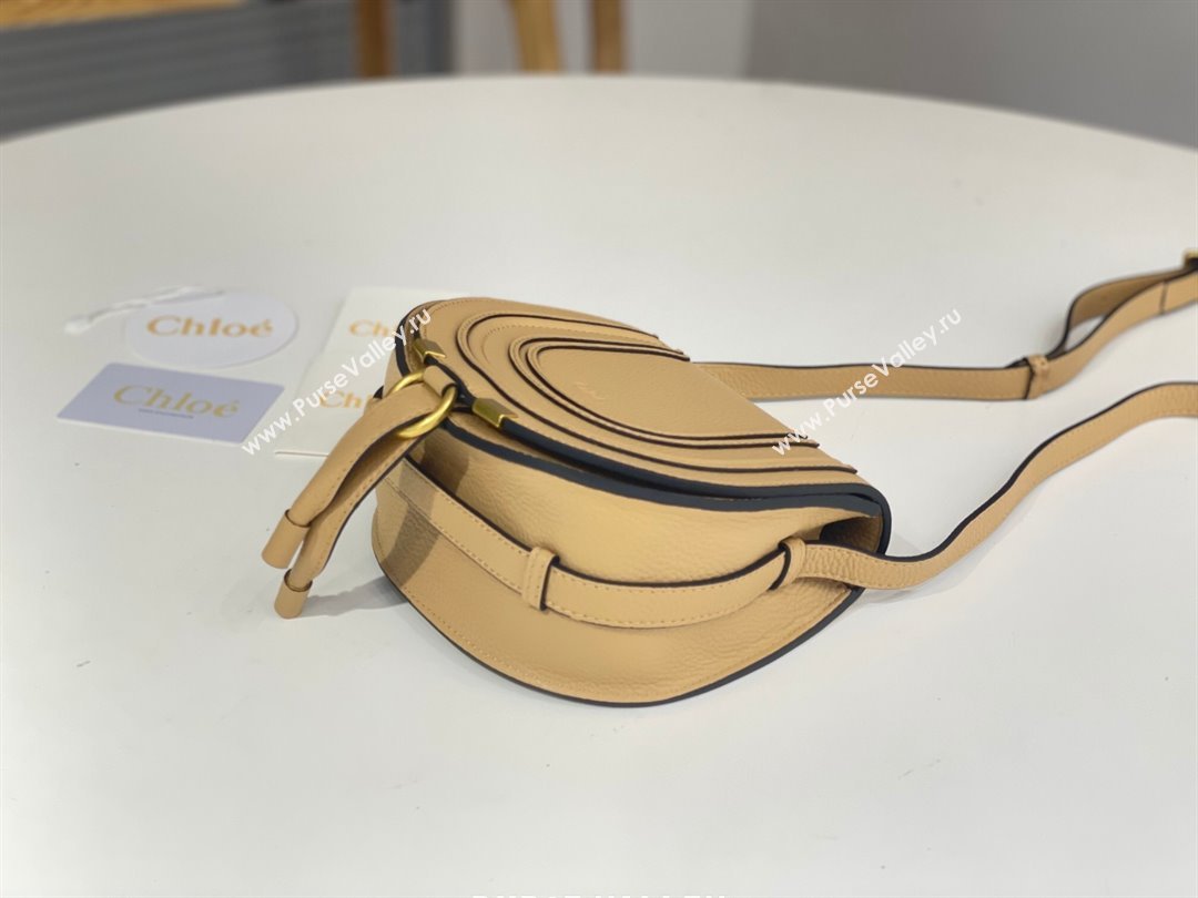 Chloe Small Marcie Saddle Bag in Grained Calfskin Apricot 2024 (DL-24090521)