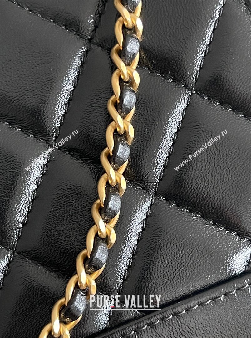 Chanel Mini Bag with Top Handle Bag in Shiny Lambskin Gold-Tone Metal AS4958 Black 2024 Top Quality (MHE-24071609)