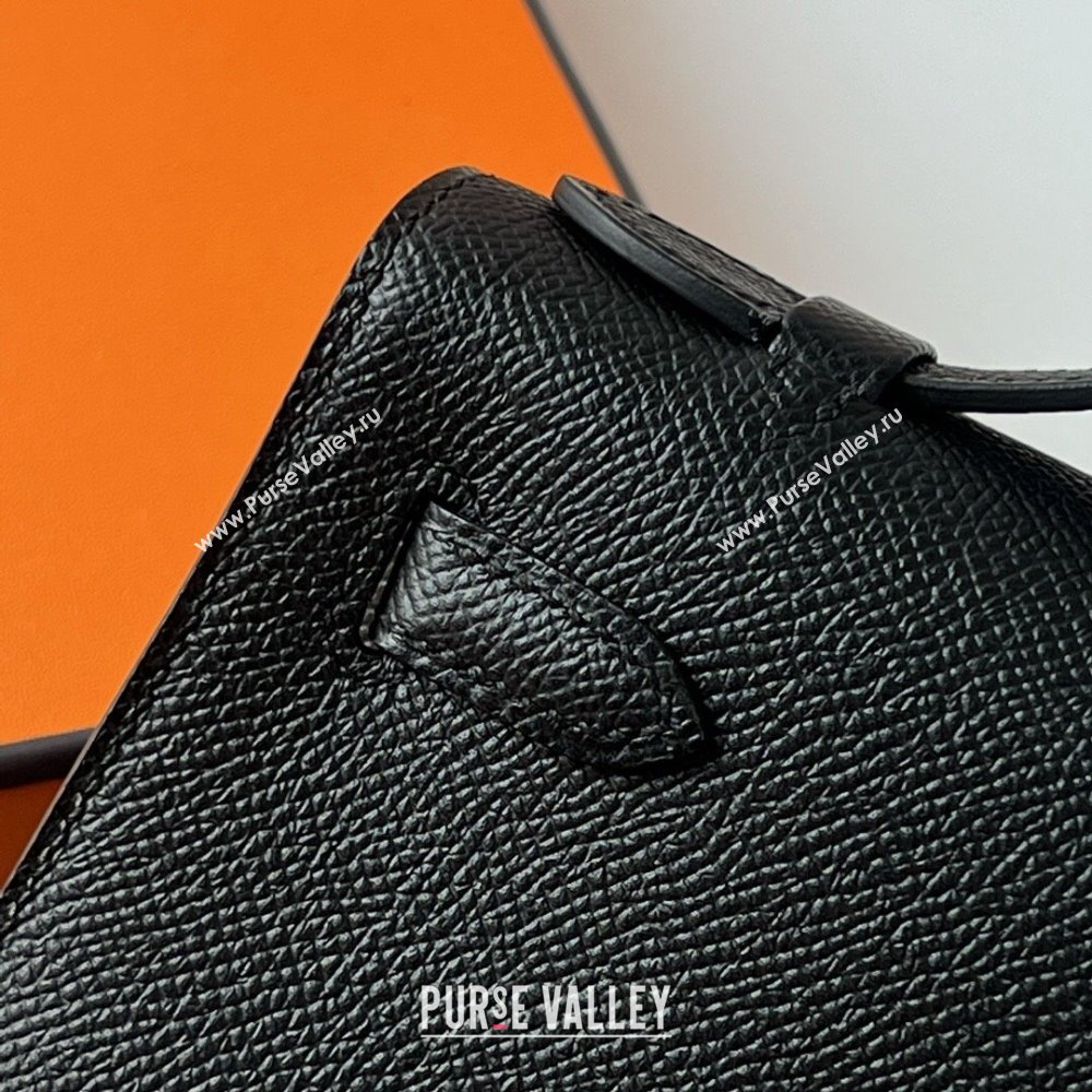 Hermes Mini Kelly Pochette Bag 22cm in Epsom Leather Black/Silver 2024 (Full Handmade) (XX-24102504)