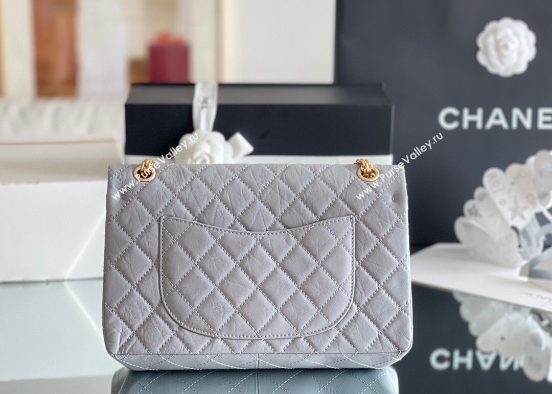 Chanel Large 2.55 Handbag in Aged Calfskin Gold-Tone Metal Grey 2024 Top Quality (MHE-24071605)