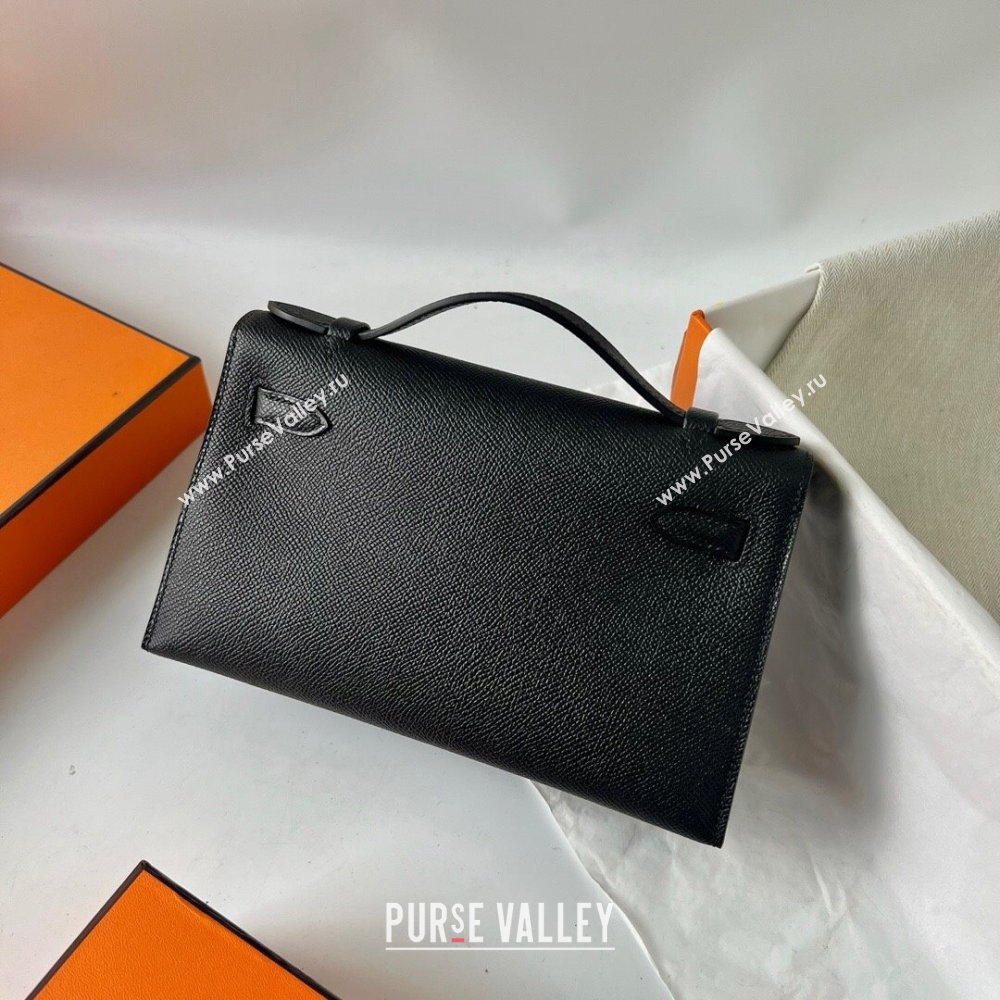 Hermes Mini Kelly Pochette Bag 22cm in Epsom Leather Black/Gold 2024 (Full Handmade) (XX-24102505)