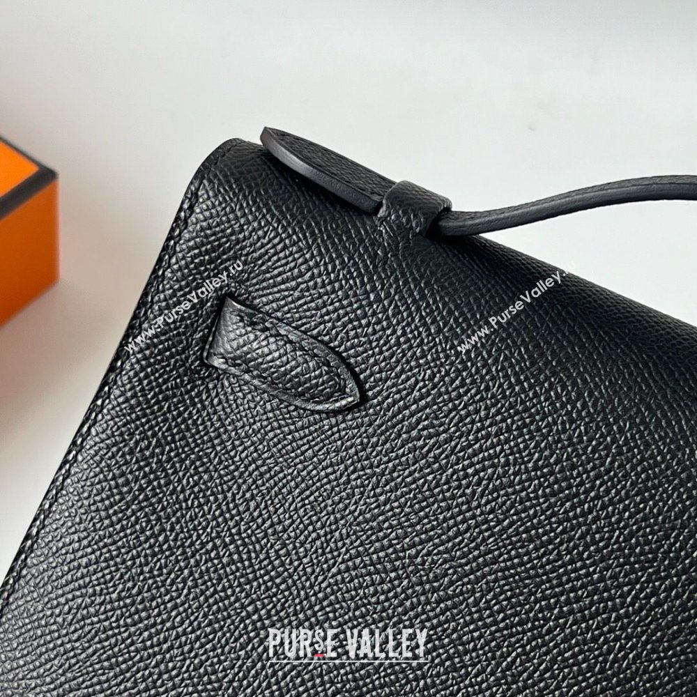 Hermes Mini Kelly Pochette Bag 22cm in Epsom Leather Black/Gold 2024 (Full Handmade) (XX-24102505)