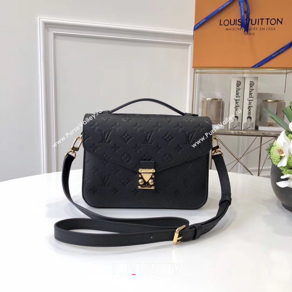 Louis Vuitton Pochette M茅tis Monogram Embossed Calf Leather Bag M41485 Black 2024 (KI-241105099)