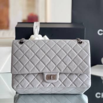 Chanel Large 2.55 Handbag in Aged Calfskin Silver-Tone Metal Grey 2024 Top Quality (ME-24071606)