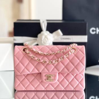 Chanel Grained Calfskin Small Classic Flap Bag A01113 Pink/Light Gold 2023 Original Quality (MHE-23121305)