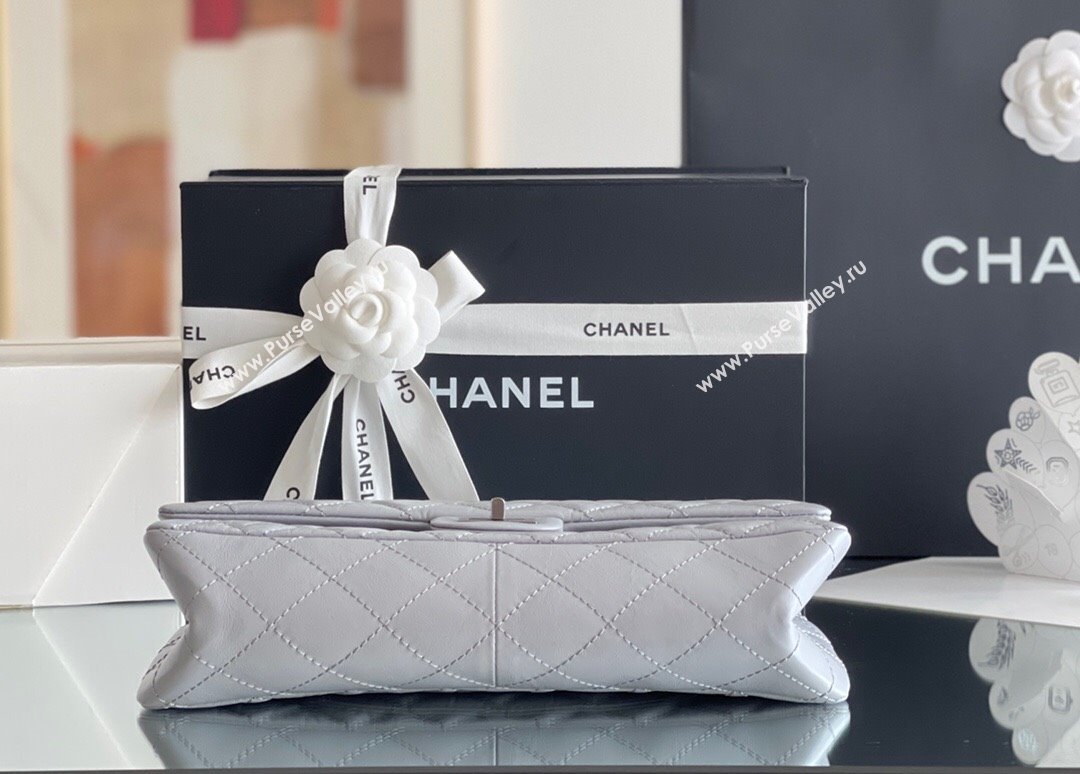 Chanel Large 2.55 Handbag in Aged Calfskin Silver-Tone Metal Grey 2024 Top Quality (ME-24071606)