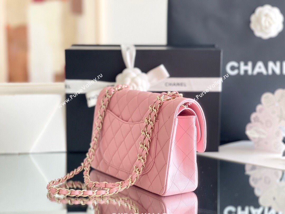 Chanel Grained Calfskin Small Classic Flap Bag A01113 Pink/Light Gold 2023 Original Quality (MHE-23121305)