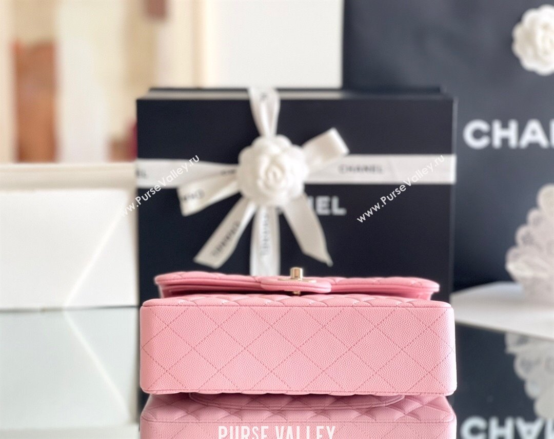 Chanel Grained Calfskin Small Classic Flap Bag A01113 Pink/Light Gold 2023 Original Quality (MHE-23121305)