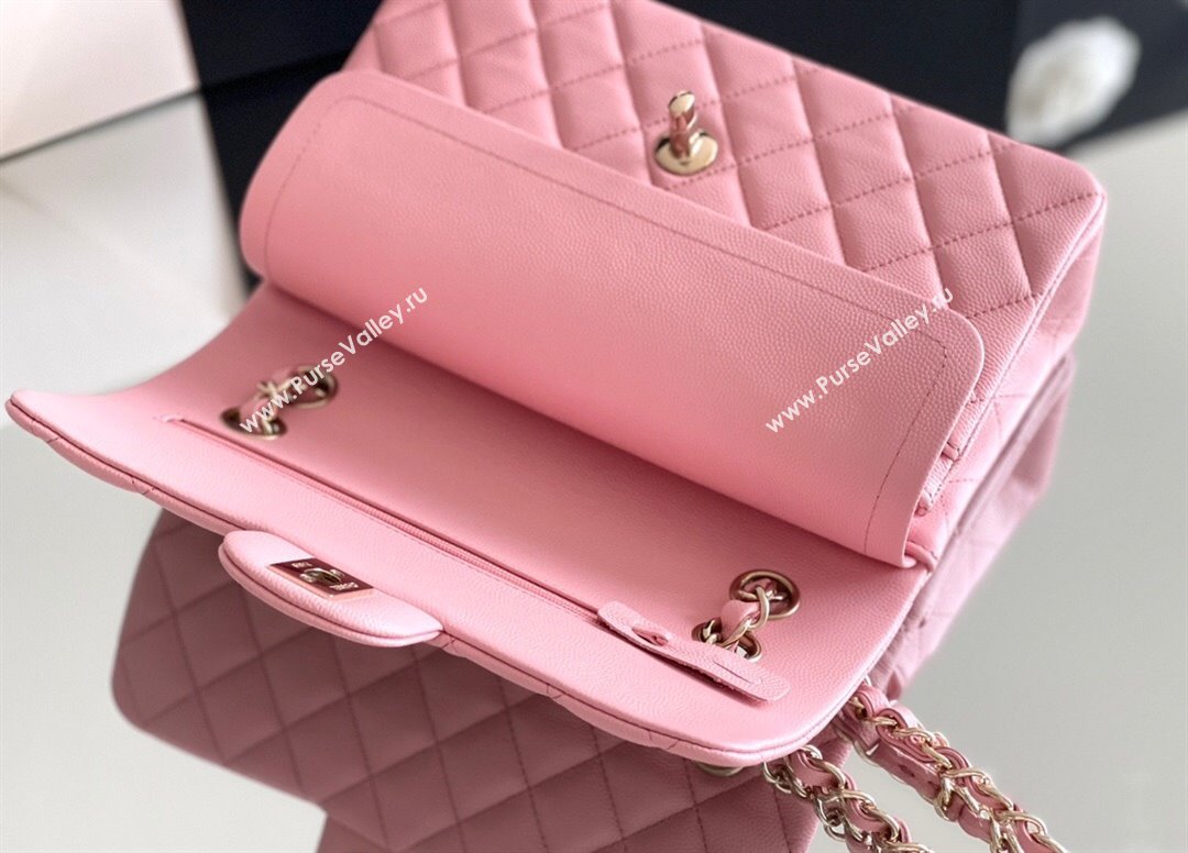 Chanel Grained Calfskin Small Classic Flap Bag A01113 Pink/Light Gold 2023 Original Quality (MHE-23121305)