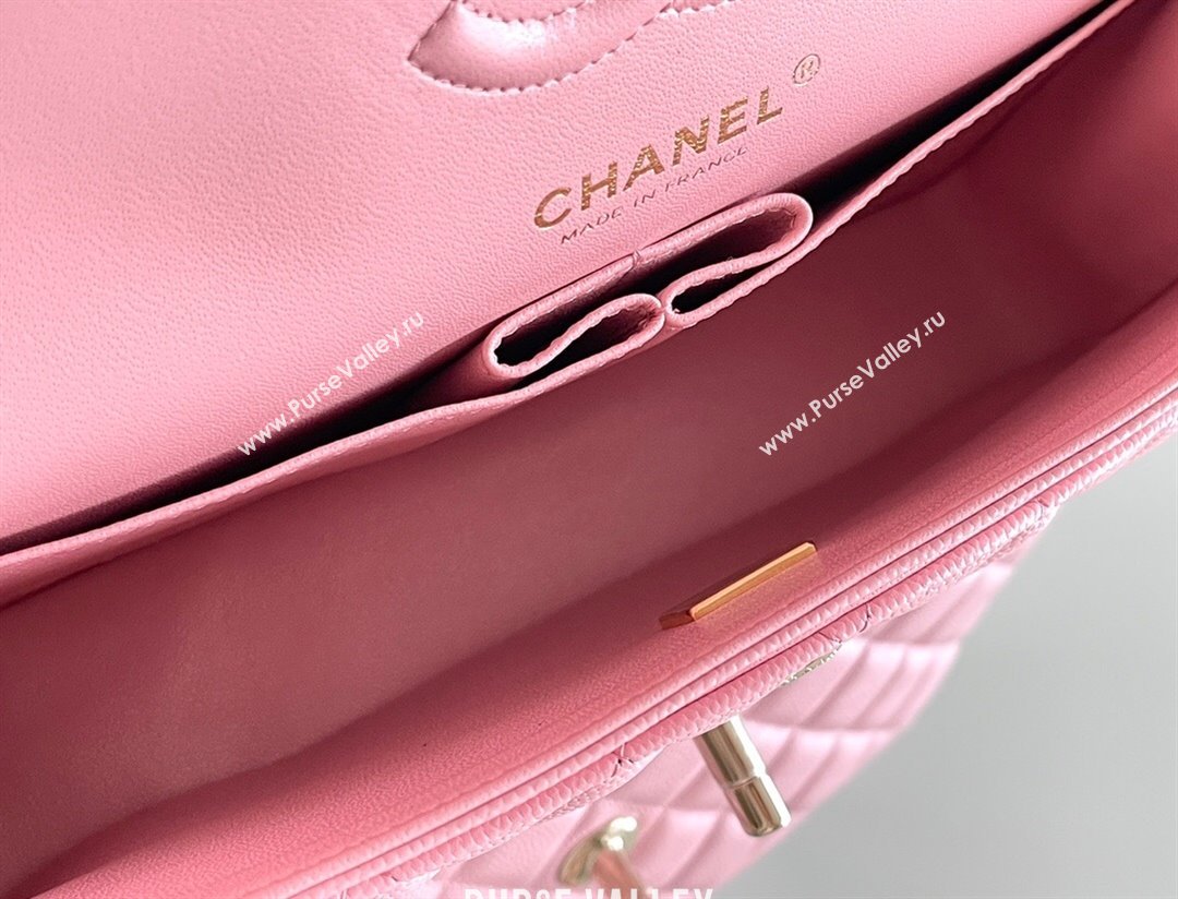 Chanel Grained Calfskin Small Classic Flap Bag A01113 Pink/Light Gold 2023 Original Quality (MHE-23121305)