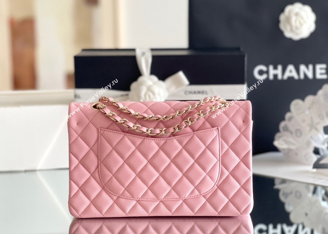 Chanel Grained Calfskin Medium Classic Flap Bag A01112 Pink/Light Gold 2023 Original Quality (MHE-23121306)