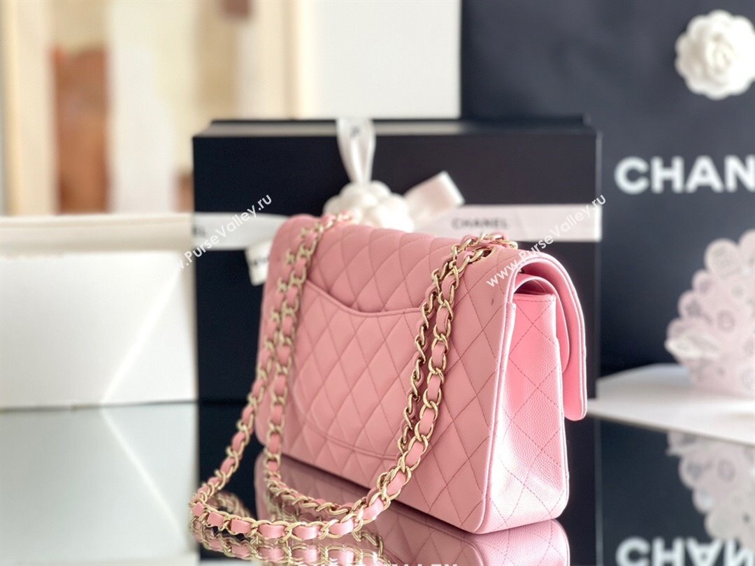 Chanel Grained Calfskin Medium Classic Flap Bag A01112 Pink/Light Gold 2023 Original Quality (MHE-23121306)