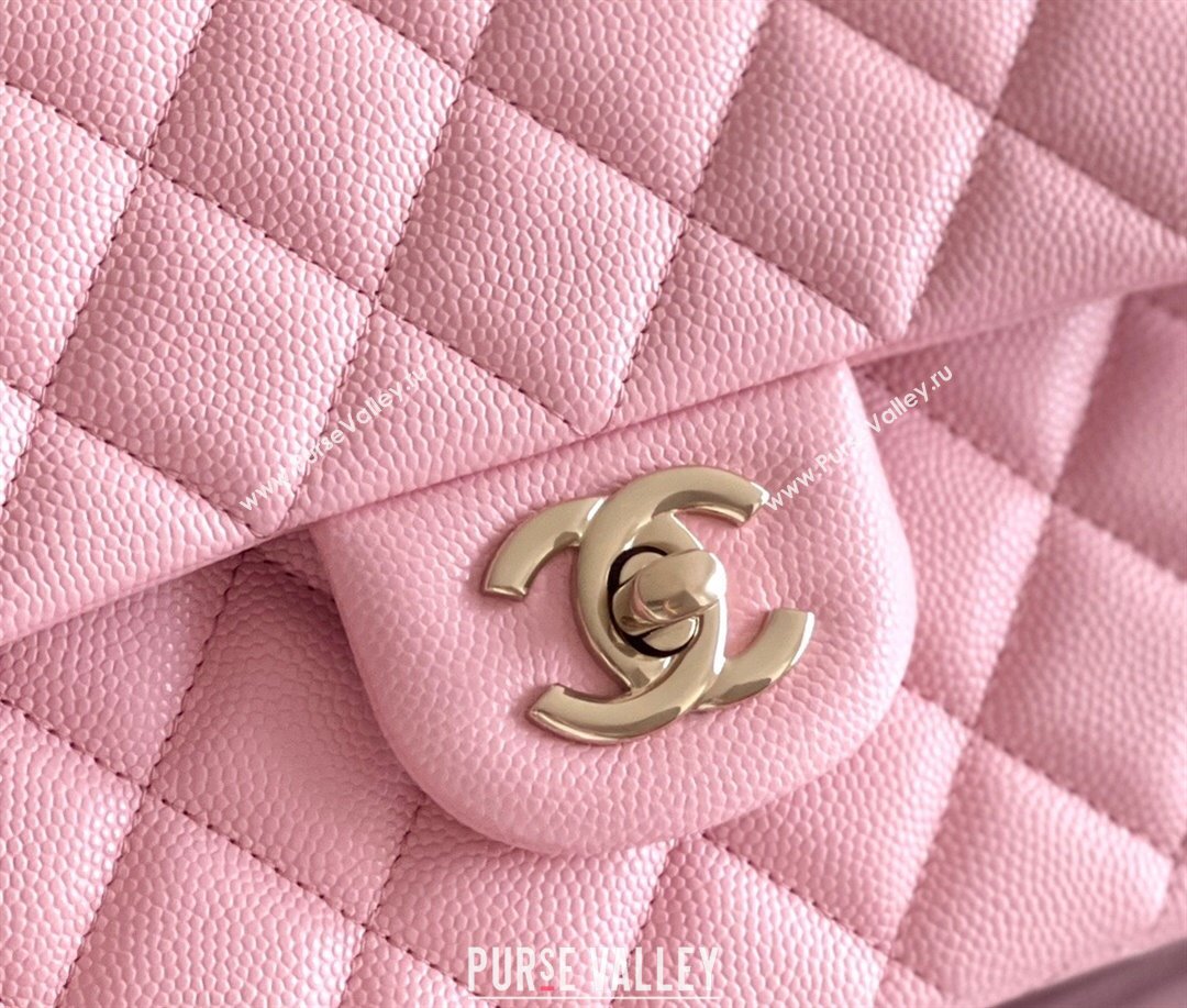 Chanel Grained Calfskin Medium Classic Flap Bag A01112 Pink/Light Gold 2023 Original Quality (MHE-23121306)