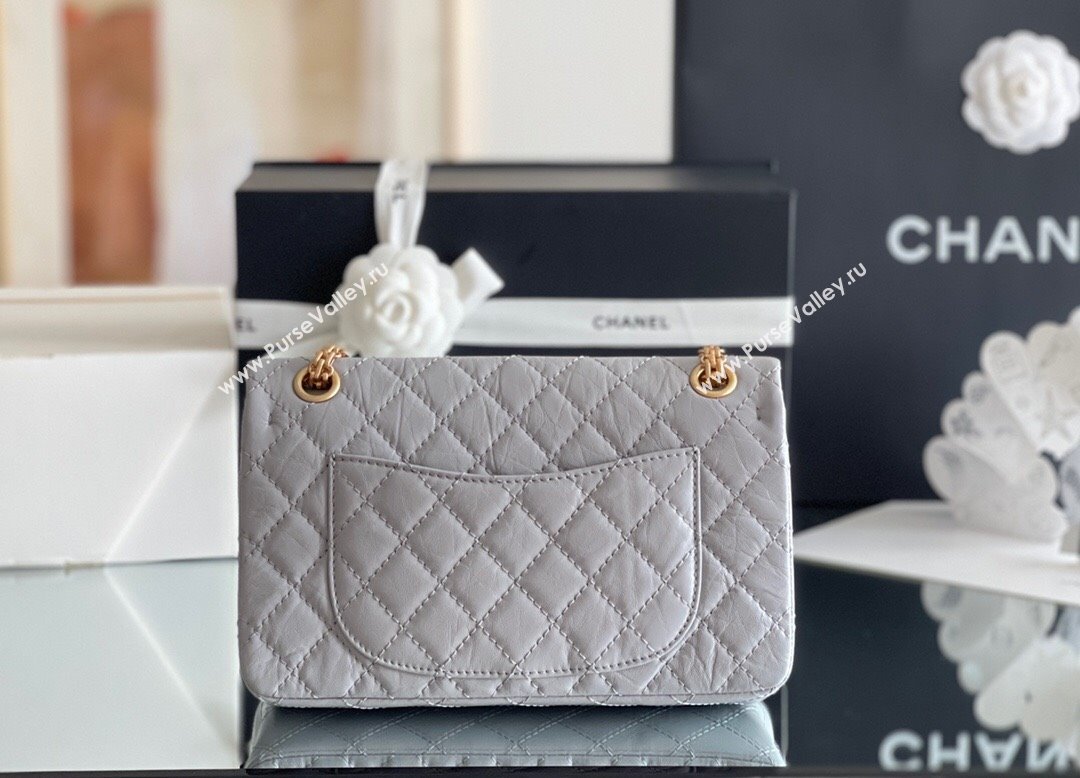 Chanel 2.55 Handbag in Aged Calfskin Gold-Tone Metal Grey 2024 Top Quality (MHE-24071607)