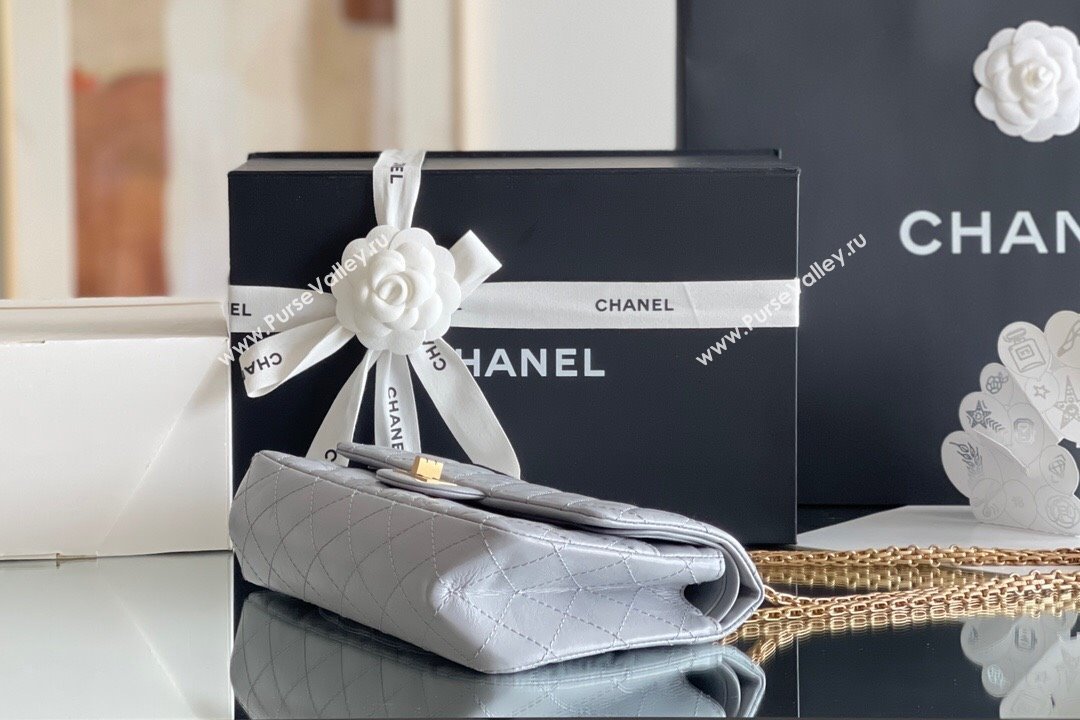 Chanel 2.55 Handbag in Aged Calfskin Gold-Tone Metal Grey 2024 Top Quality (MHE-24071607)