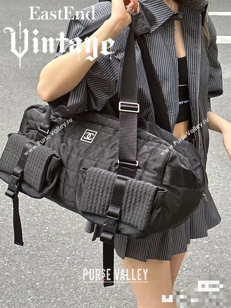 Chanel Black Waterproof Sport Bag with Pockets 2023 1208 (yezi-231208015)