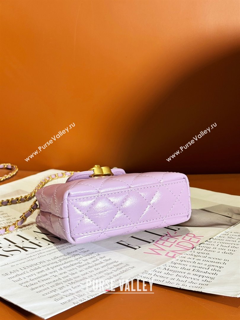 Chanel Shiny Calfskin Clutch with Chain AP3435 Purple 2023 (YEZI-24041208)