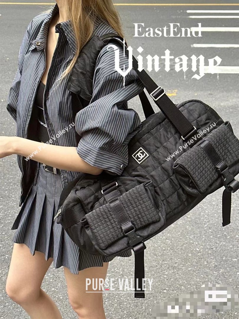 Chanel Black Waterproof Sport Bag with Pockets 2023 1208 (yezi-231208015)