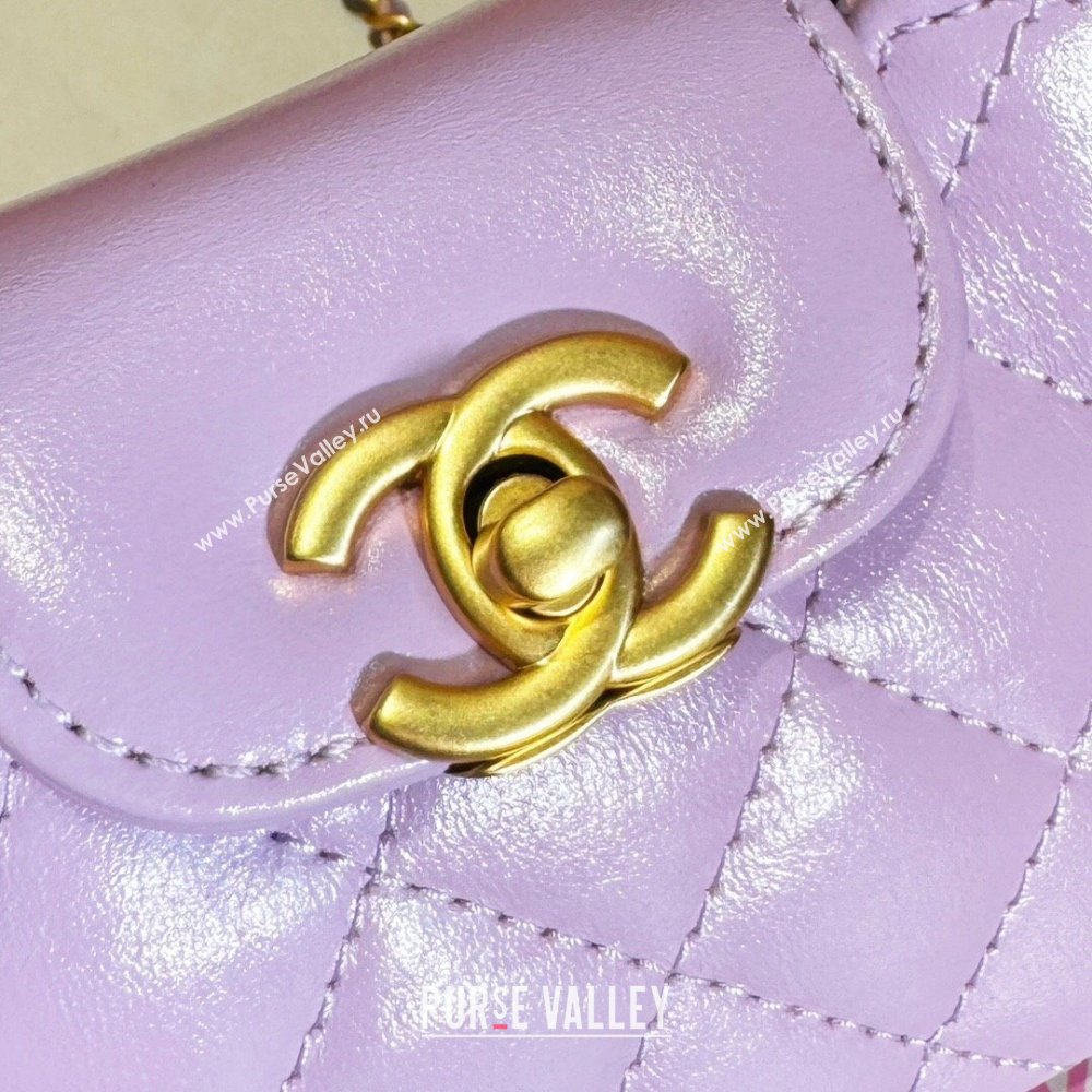 Chanel Shiny Calfskin Clutch with Chain AP3435 Purple 2023 (YEZI-24041208)