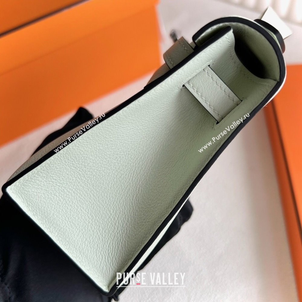 Hermes Mini Kelly Pochette Bag 22cm in Swift Leather OS Bubble Green/Silver 2024 (Full Handmade) (XX-24102512)