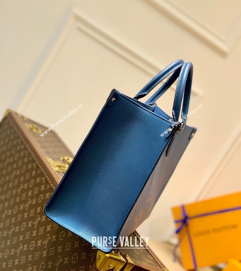 Louis Vuitton OnTheGo MM Tote Bag in Giant Monogram Leather M45595 Blue 2021 (KI-21101402)